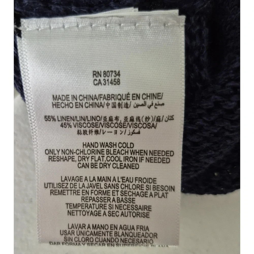 BCBGMAXAZRIA Sweater Womens S Blue‎ Frida Linen Viscose Cowl Neck Knit Pullover